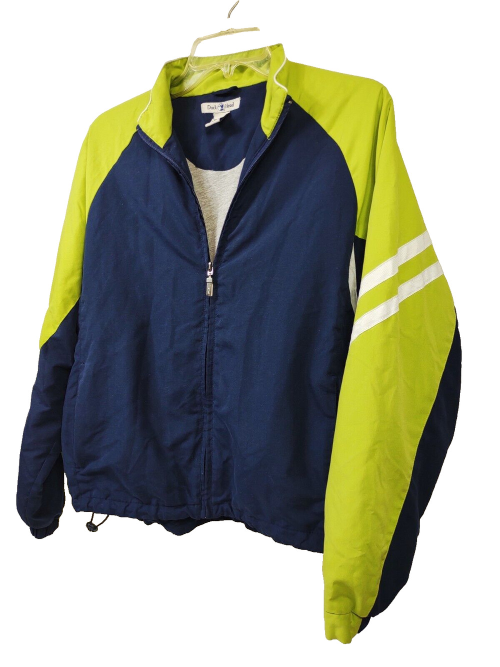 Duck Head Windbreaker Jacket Lightweight Size S Green Blue Zip Pockets Lined